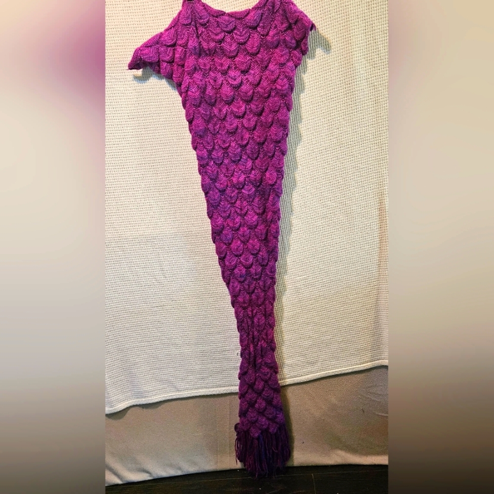 Crochet Handmade Purple Mermaid Tail Blanket